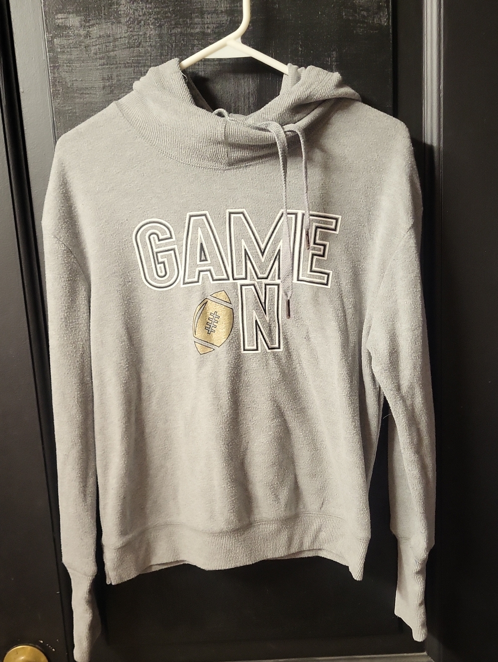 No Boundaries Grey Pullover Hoodie with Football Graphic